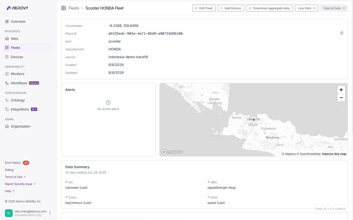 A fleet detail page
